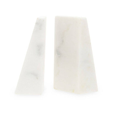 Set of 2 White Marble Bookends