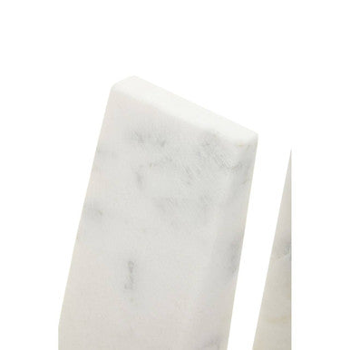 Set of 2 White Marble Bookends