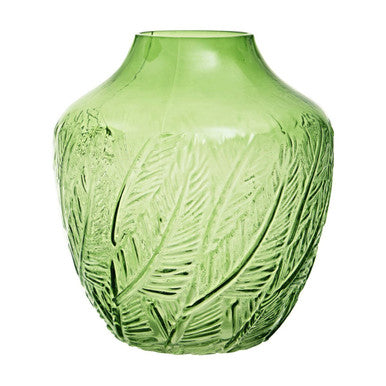 Small Botanical Green Glass Vase