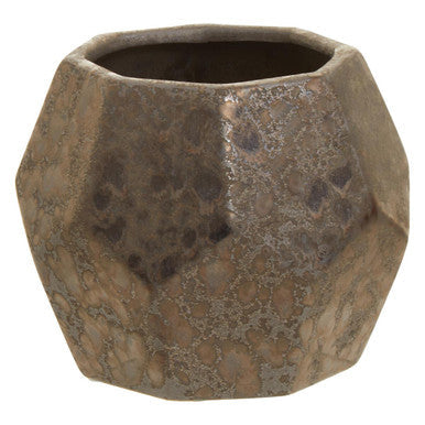 Black Metallic Geometric Small Ceramic Planter