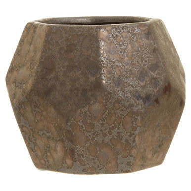 Black Metallic Geometric Small Ceramic Planter