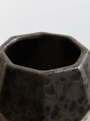 Black Metallic Geometric Small Ceramic Planter