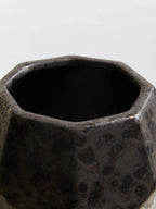 Black Metallic Geometric Small Ceramic Planter
