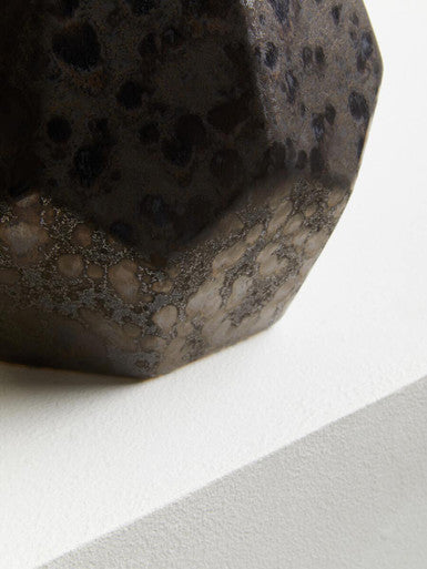 Black Metallic Geometric Small Ceramic Planter