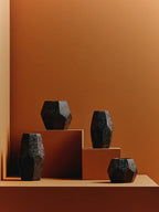 Black Metallic Geometric Small Ceramic Planter