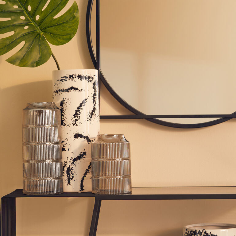 Large Black and White Ceramic Vase