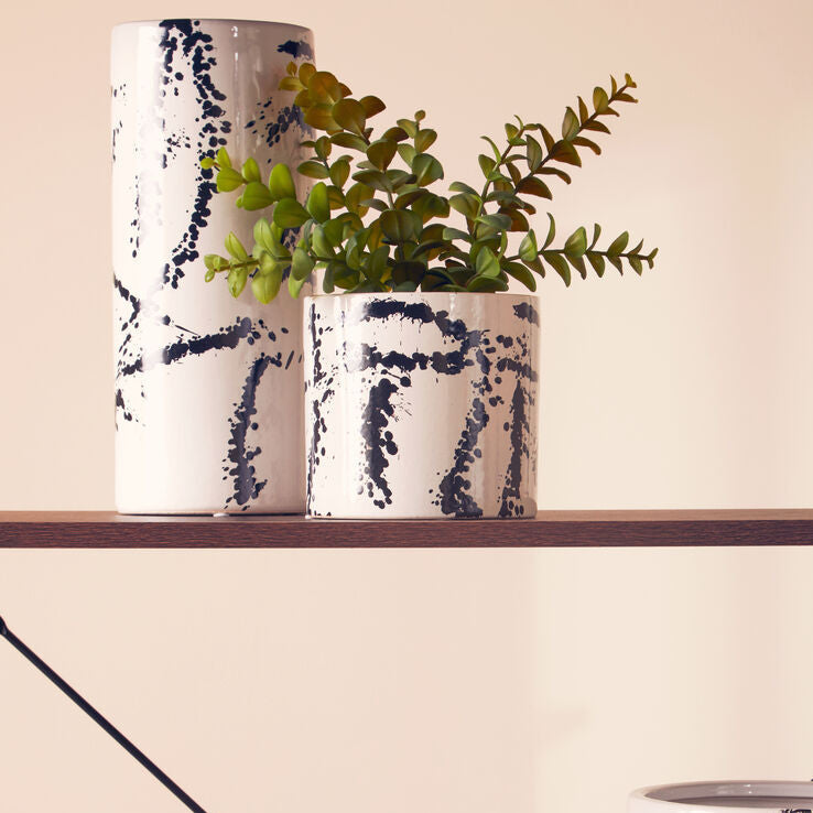 Large Black and White Ceramic Vase