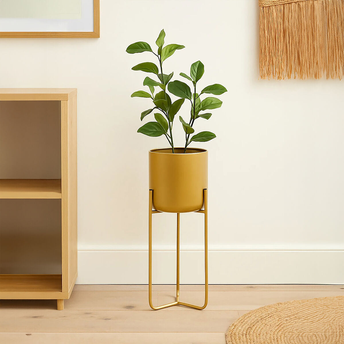 Large Gold Finish Floor Planter