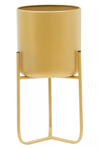 Small Gold Finish Floor Planter
