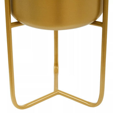 Small Gold Finish Floor Planter