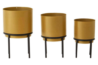 Set of Three Gold Finish Planters