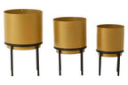 Set of Three Gold Finish Planters