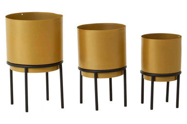 Set of Three Gold Finish Planters