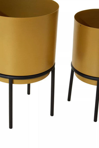 Set of Three Gold Finish Planters