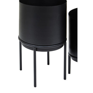 Set of Three Black Finish Planters