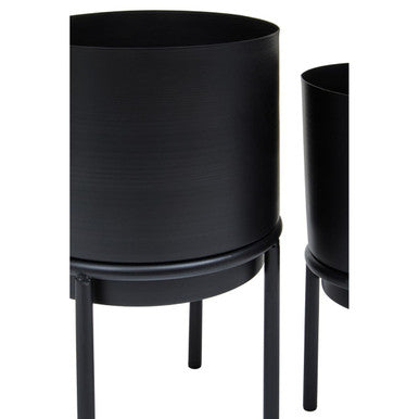 Set of Three Black Finish Planters