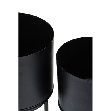 Set of Three Black Finish Planters