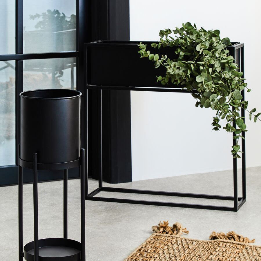 Black Metal Floor Standing Plant Box