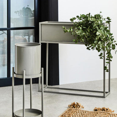 Grey Metal Floor Standing Plant Box
