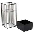 Black Metal Square Floor Standing Planter with Elevated Pot