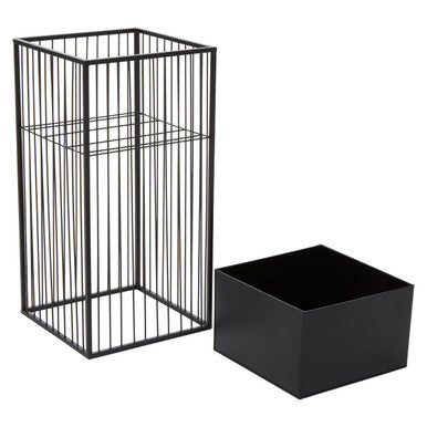 Black Metal Square Floor Standing Planter with Elevated Pot