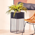Black Metal Square Floor Standing Planter with Elevated Pot
