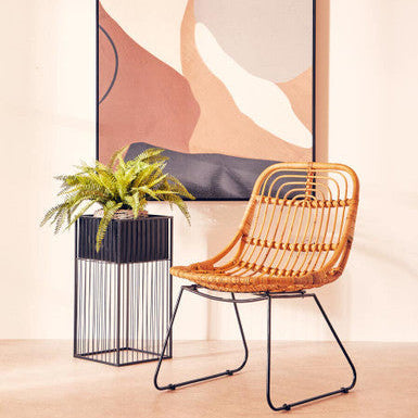 Black Metal Square Floor Standing Planter with Elevated Pot