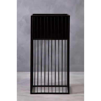 Black Metal Square Floor Standing Planter with Elevated Pot