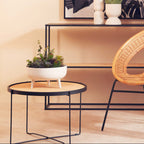 White Finish Round Footed Planter with Angular Base