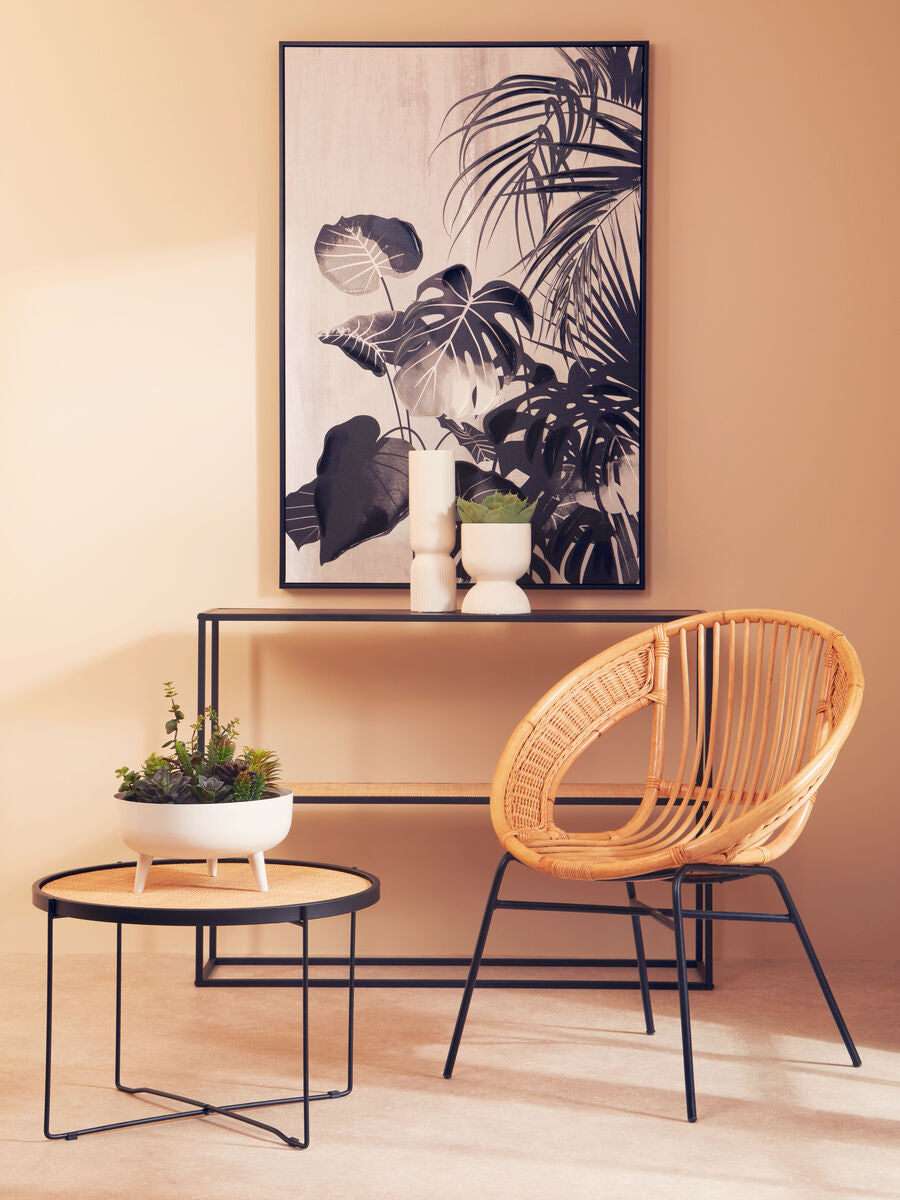 White Finish Round Footed Planter with Angular Base