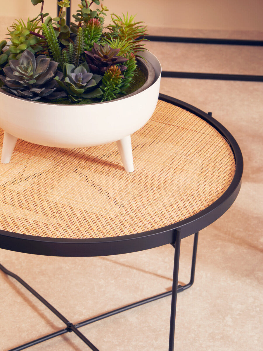 White Finish Round Footed Planter with Angular Base