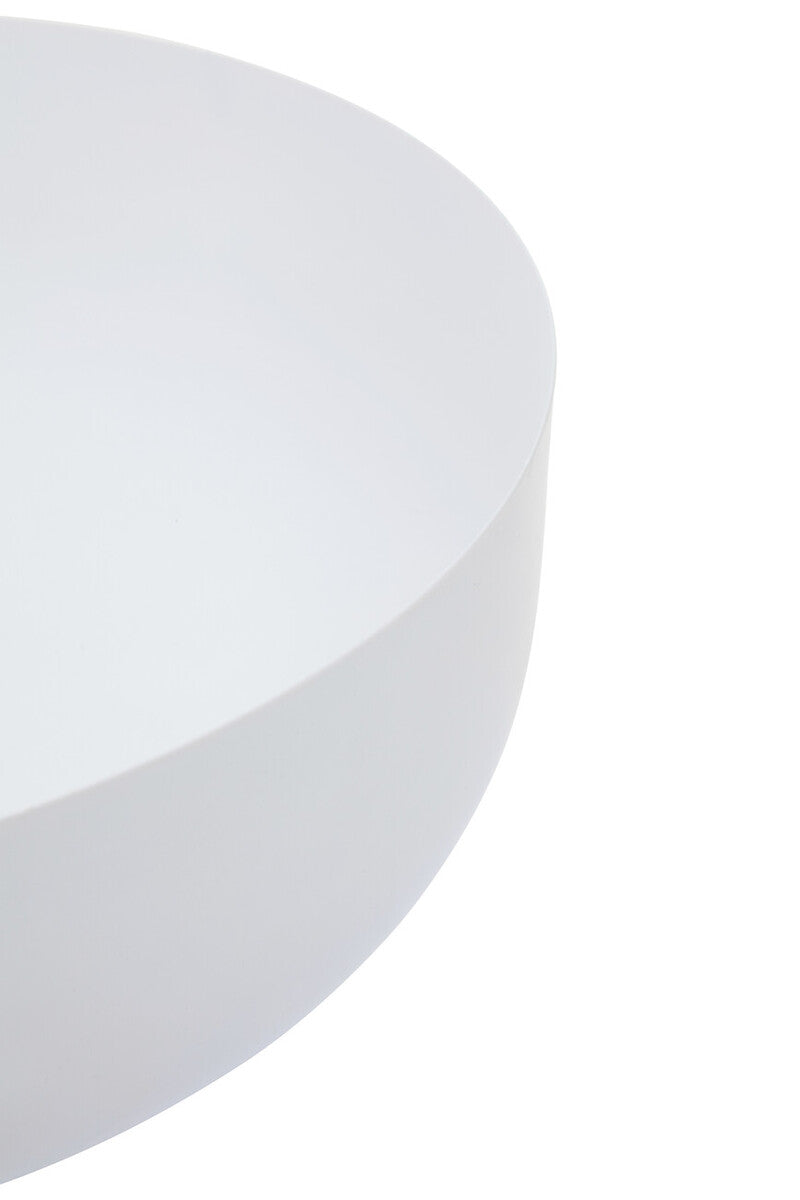 White Finish Round Footed Planter with Angular Base