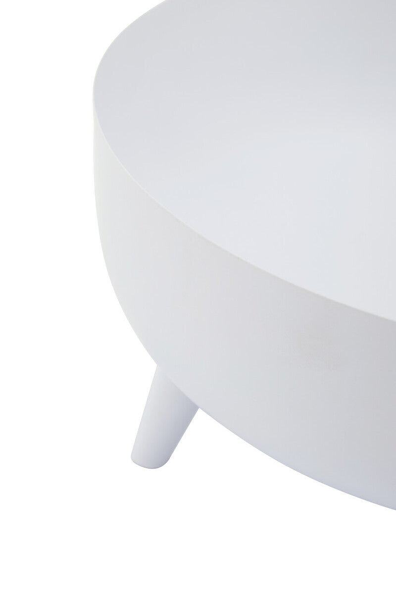 White Finish Round Footed Planter with Angular Base