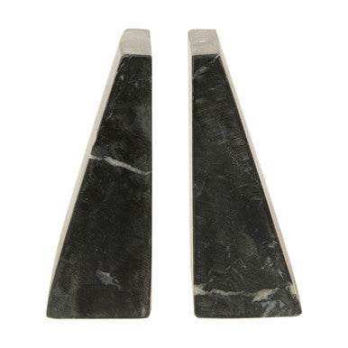 Set of Two Black Marble Bookends