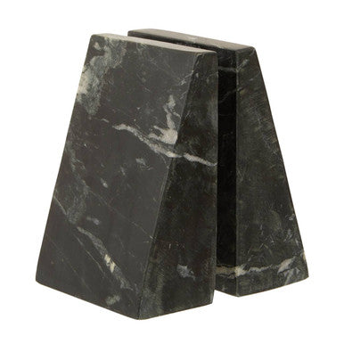 Set of Two Black Marble Bookends