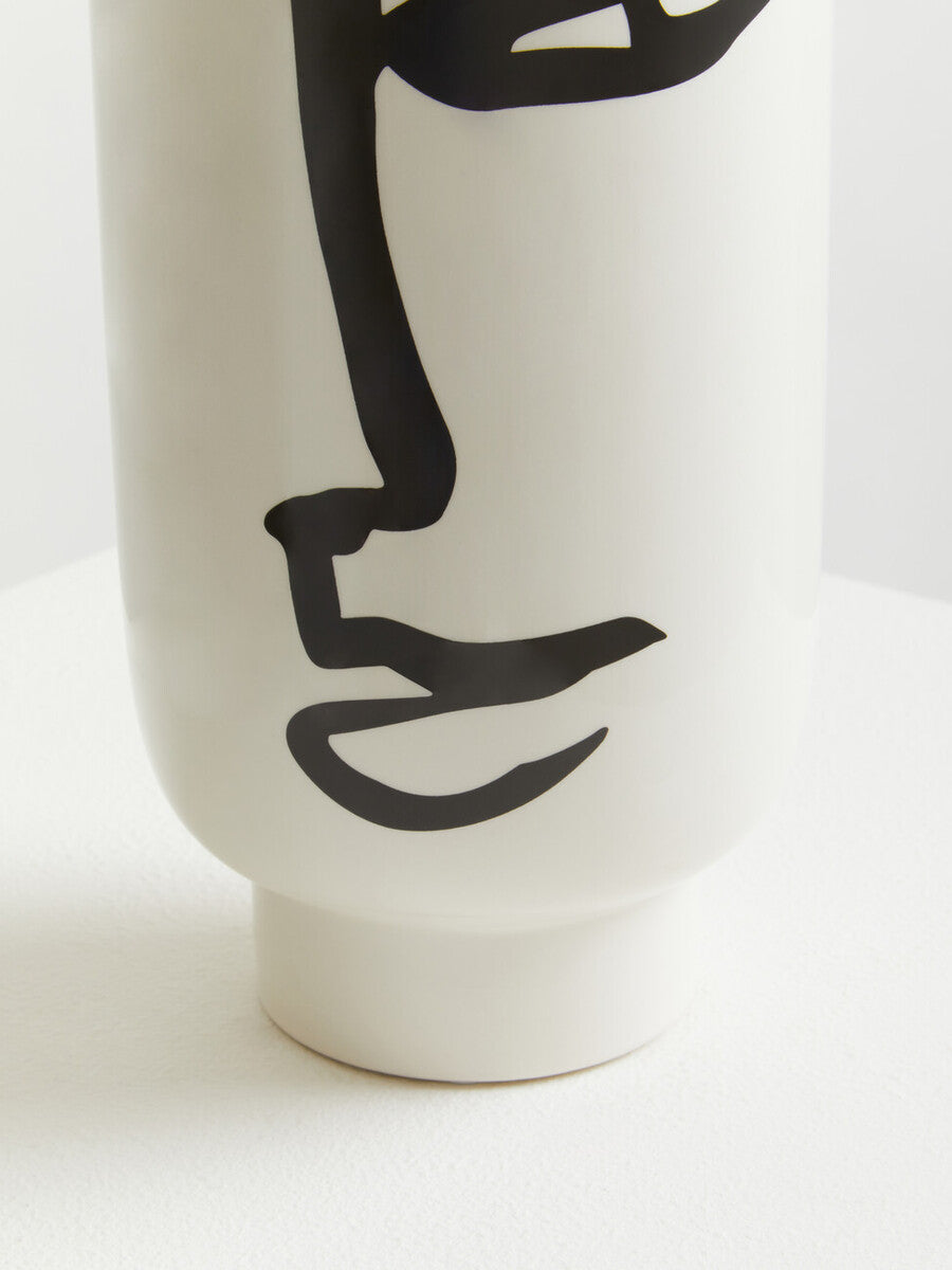 Large Black and White Face Vase