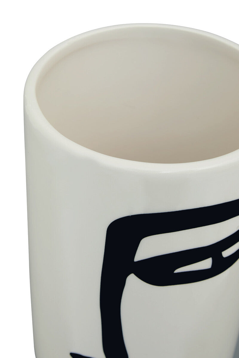 Large Black and White Face Vase