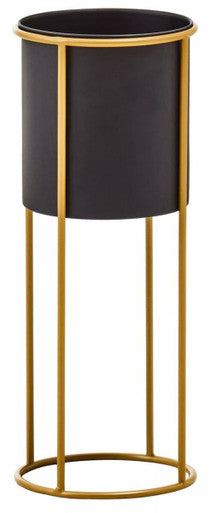 Large Black and Gold Floor Standing Planter