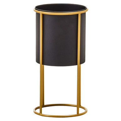 Small Black and Gold Floor Standing Planter