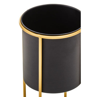 Small Black and Gold Floor Standing Planter