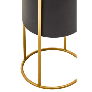 Small Black and Gold Floor Standing Planter