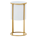 Small White and Gold Floor Standing Planter