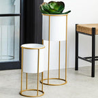 Small White and Gold Floor Standing Planter