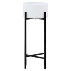 Small White and Black Floor Standing Planter