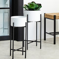 Small White and Black Floor Standing Planter