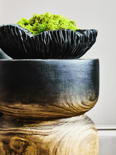 Curved Textured Black Bowl