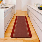 Washable Designer Bordered Red Rug