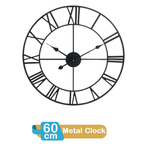 Stunning 60CM Roman Metal Clock in Black:, Attention to Detail. Statement Piece for any Room!