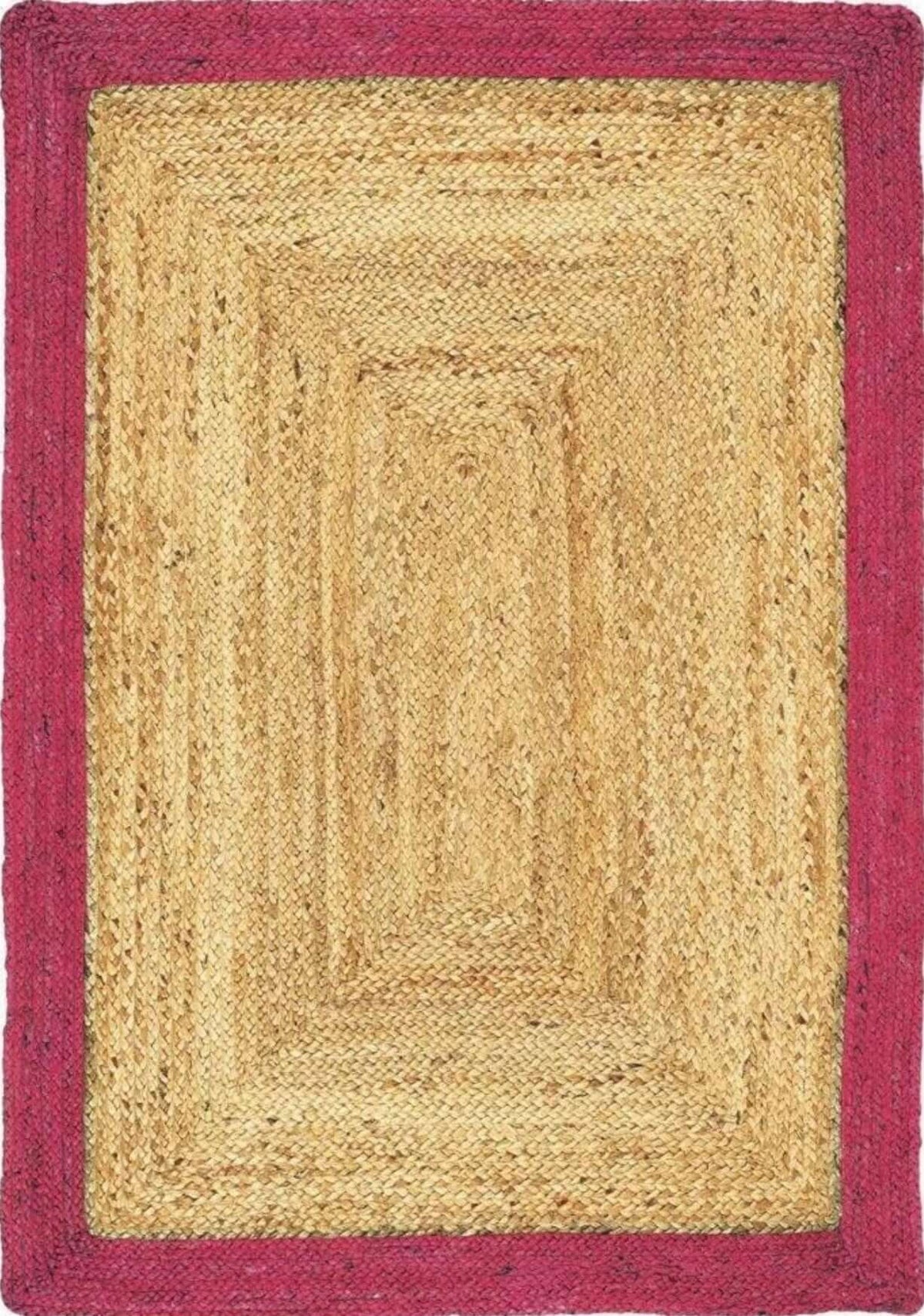 Bordered Raspberry Jute Rug 160X230 cm
