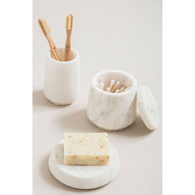 Off White Marble Cotton Jar